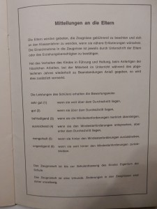 Zeugnisnoten, Zeugnisse